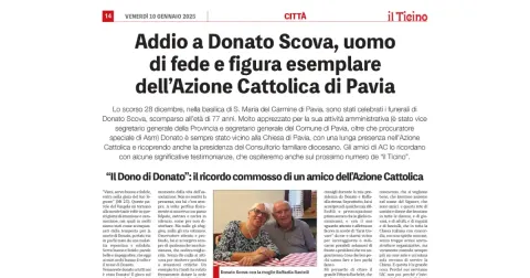 Addio a Donato Scova - Il Ticino 10 gennaio 2025