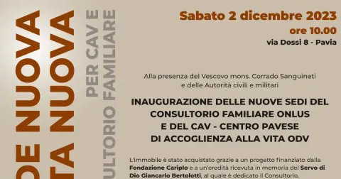Inaugurazione nuove sedi del Consultorio Familiare Onlus e del CAV